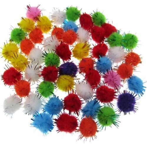 Glitter Pompom 10/15/20mm Fluffy Plush Craft DIY Pom poms Ball Fur Christmas Decoration Kids Toys Dolls Accessories 100pcs