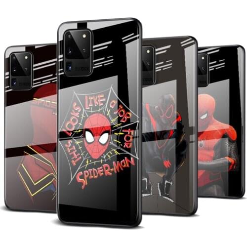 Tempered Glass Cover Hot Marvel SpiderMan Art For Samsung Galaxy S20 FE S10e S10 S9 S8 Ultra Plus Lite Plus 5G Phone Case