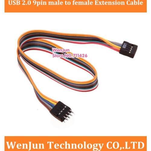 Colorful 24AWG wire Mainboard Motherboard USB 2.0 9pin Male to Female Power Extension Dupont Data Cable Cord