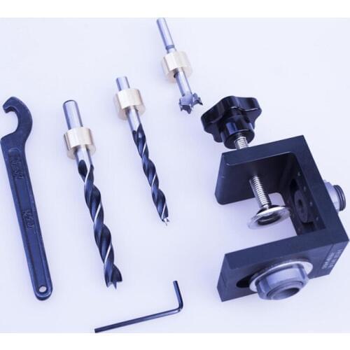 Woodworking Hole Locator Punch Positioner Jig Kit With Step Drilling Bit Woodworking Locator Wrench For Woodworking Tools