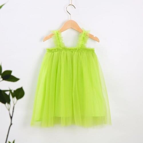 Kids Girls Dress For Party Wedding Summer Sleeveless Baby Mesh Sling Vest Tutu Dresses For Girls Childrens Princess Tulle Dress