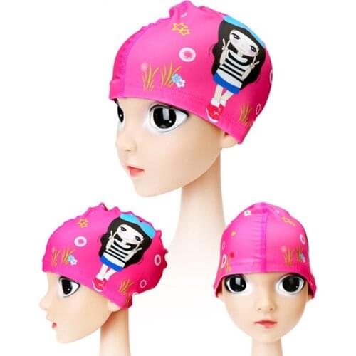 Girl Boy Cartoon Swimming Hat UV Protection Quick-Dry Swim Pool Caps with Cute Girls Elephant Print Kids Watersports Bath Beach