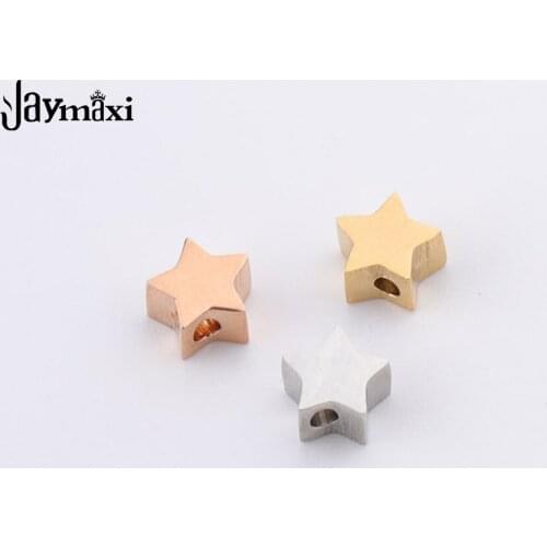 Jaymaxi 5mm Star Charm Stainless Steel Mirror Polished Small Hole 1.2mm Beads DIY Jewelry Accessories for Necklace 20Pieces/lot