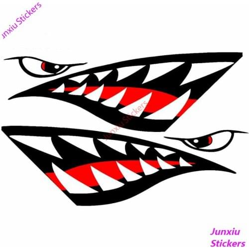 JDM Shark Mouth Teeth Cartoon Decal Waterproof Car Stickers Creative Graffiti Motorcycle SUV Decoration Car Assessoires KK13*5cm