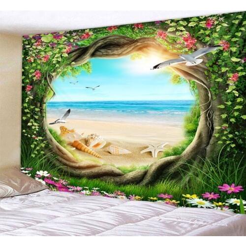 Tree Hole In The Beach Scener Quality Mandala Indian Tapestry Wall Hanging Bohemian Yoga Mat Sandy Beach Throw Rug Blanket Large