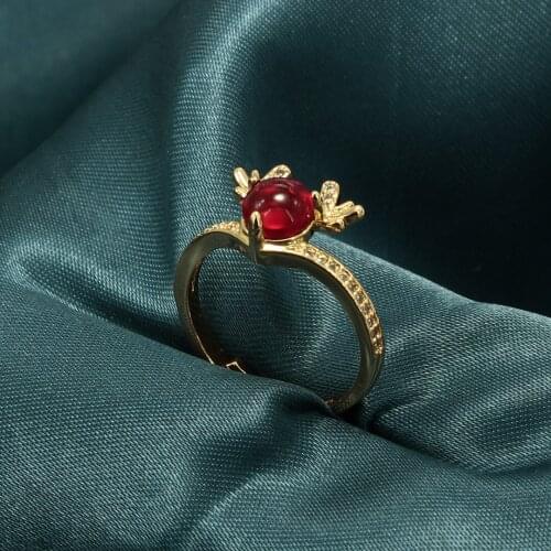 Elk Ruby Micro Inlaid Zircon Copper Ring Womens Thumb Ring Ring Wedding Engagement Ring Promise Ring for Lovers Womens Ring