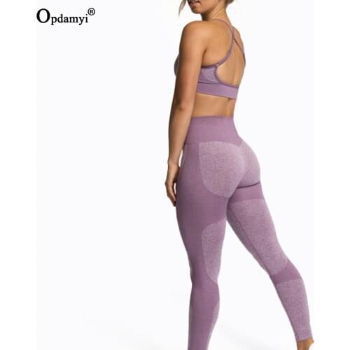 Seamless Women Yoga Set Workout Sportswear Gym Clothing Fitness Bra Cross Back Exercise High Waist Leggings Sport Suit Tracksuit