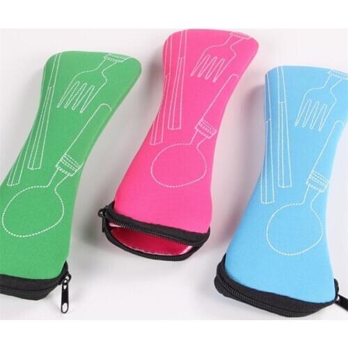 Tableware Box Portable Flip Cover Type Cutlery Case Kitchen Students Household Utensils Dinnerware Bag Dinner Pouch with Zipper