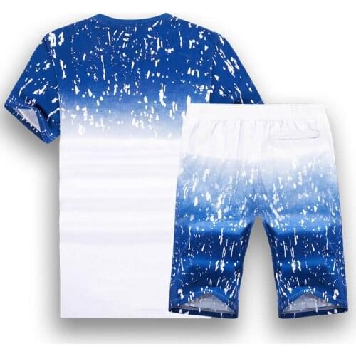 Summer Short sleeve sets men sports suit fashion Hip hop Mens T-shirt+shorts jogging printing tracksuit men