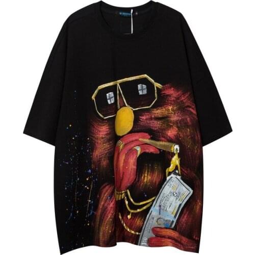 Summer 100% Cotton Fashion Brand Half Sleeve T-shirt Women Oversized Men Hip Hop Mens Graffiti Cartoon Printed T-shirts