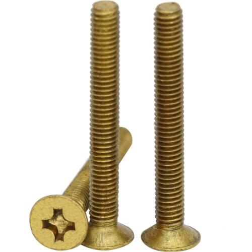 M4 M4*20 M4x20 M4*25 M4x25 M4*30 M4x30 DIN966 Brass Bolt Phillips Cross Recessed Countersunk CSK Flat Head Machine Screw