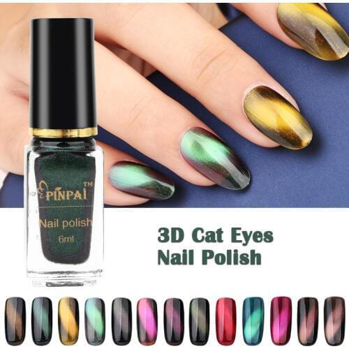 6ML/Bottle 3D Magnetic Cat Eye Nail Polish 13Colors Chameleon Effect Nail Varnish Nail Polish For Nail Art