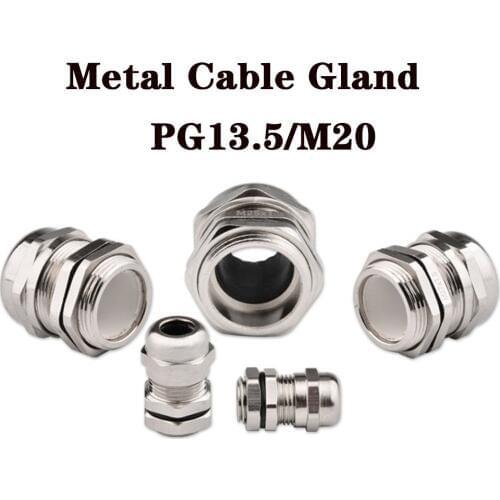 Metal Cable Gland PG13.5 M20 Waterproof Nickel Metal Wire Connector Wire Glands for 6-12mm IP68 Metal Brass cable Connector