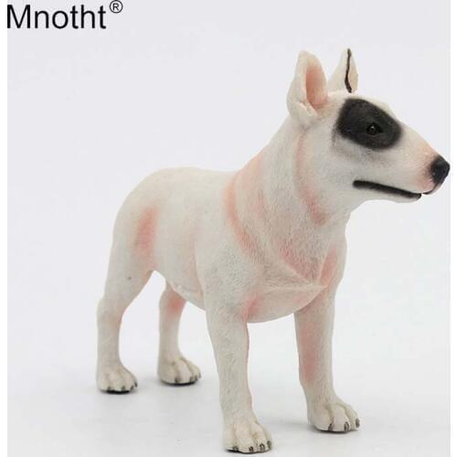 Mnotht 1/6 Bull Terrier Dog Model Anmial Dog Pet Sculpture Resin Scene Accessory Mini Toys for Action Figure Collection Gift