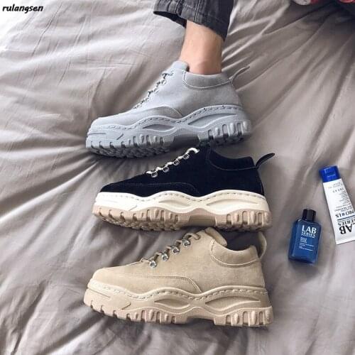 2021 Mens Shoes Spring And Autumn New Solid Color Retro Mens Trend Low-Top Shoes Student All-Match Korean Daddy Shoes