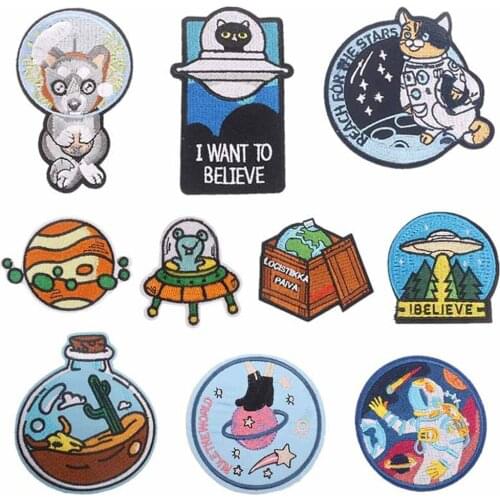 Cartoon Fox Astronaut Cute Patch On Clothes Handmade Sewing Badges Embroidered Applique Iron On Patches For Clothes Stickers