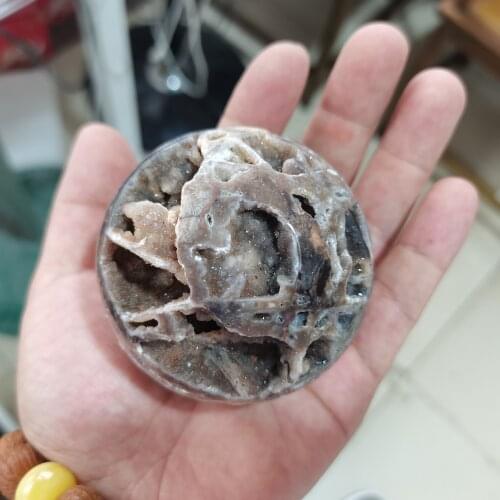 Natural Rock Ore Mineral Quartz Gray Purple Sphalerite Crystal Balls Reiki Chakras Gemstone House Decoration Sphere Collecting