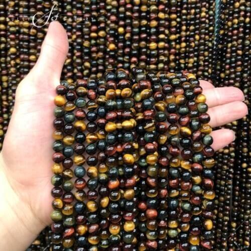 Natural Stone AAAAA Multicolor Tiger Eye Round Loose Beads For Jewelry Making DIY Bracelet Accessories 6-14 MM Pick Size