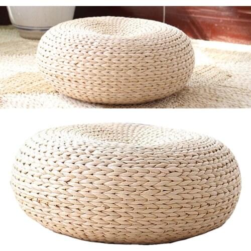 Natural Straw Sitting Cushion Floor Mat Pouf Pure Handcrafted Living Room Patio Pad Yoga Meditation Worship Seat Mat