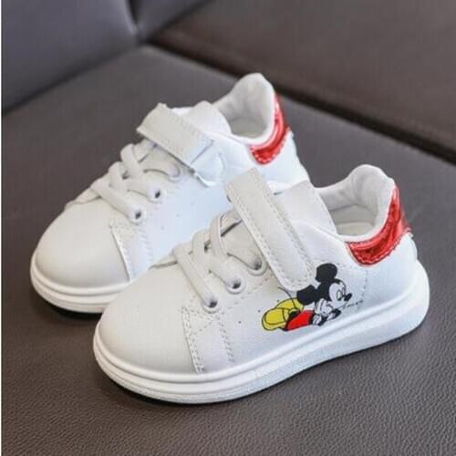 Disney New Children Shoes Boys Sport Shoes Fashion Brand Girls Sneaker Mickey Mouse Soft Leather Casual Baby Kids Running Shoes