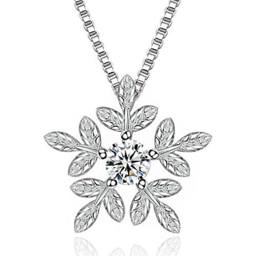 Tiny Cute Snowflake Pendant Female Silver Color Necklace Box Chain Choker Collares Necklaces Party Jewelry Gifts for Women Girls