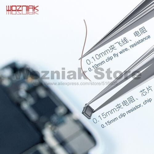 WOZNIAK Nonmagnetic High Precision Tweezers 0.10 mm 0.15 mm Cusp Clip CHIP IC Fingerprint Flying Line Resistance Maintenance