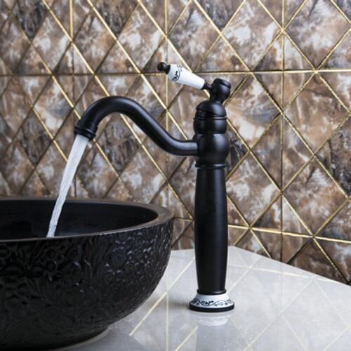 Modern Wash Basin Bathroom Oil Rubbed Black Bronze Deck Mounted Ceramice Sink Torneira Faucets Mixer Tap