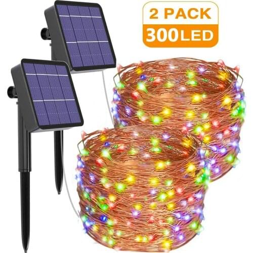1/2pack Outdoor Solar Led Lights Waterproof Copper Wire Fairy Lights for Balcony Garden Decoration Trees Patio Weddings Party