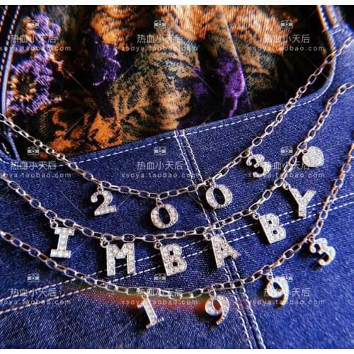 Goth Crystal Digital Custom Pendant Punk Personalized Necklace for Women Kpop Chains and Necklaces Womens Neck Chain Friends