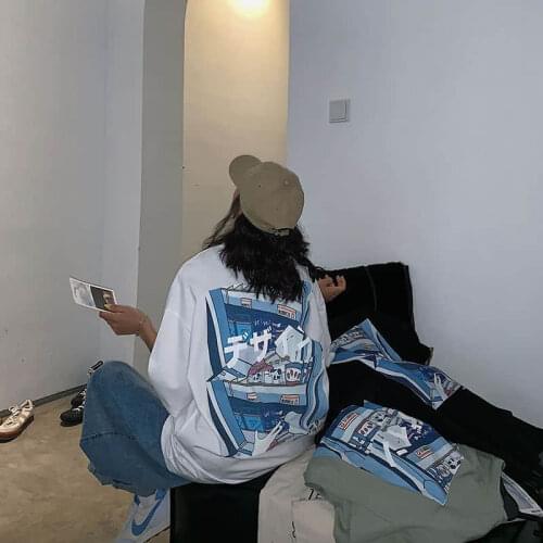 T-shirt Female 2021 New Hong Kong Style Short-sleeved Student Loose-fitting Korean Printing Trend Summer Half-sleeved Top