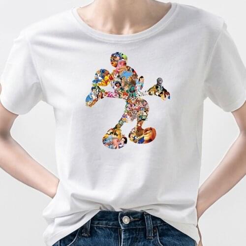 2021 New Disney Anime Mickey Mouse T Shirt Women Summer Harajuku Female T-Shirts Casual Tshirt Tops 90s Aesthetic Fashion