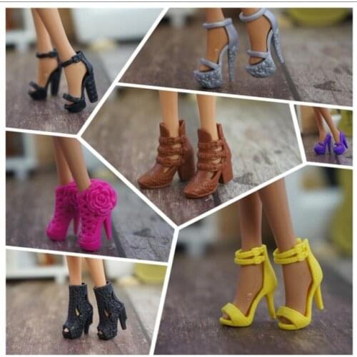 10Pairs Mixed Doll Lady Shoes for Princess Fashion Female Doll Casual Shoes Dolls Accessories High Heels Solid Doll Shoes