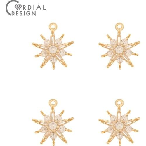 Cordial Design 40Pcs 15*17MM Jewelry Accessories/Hand Made/Flower Shape/CZ Charms/DIY Jewelry Making/Earring Findings/Pendant