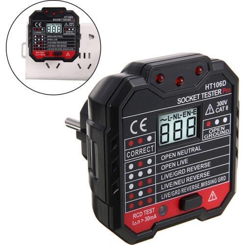 EU Plug 48-250V Electric Socket Tester RCD Switch Detector Socket Tester Home Voltage Leakage Switch Measure Instrument Tool