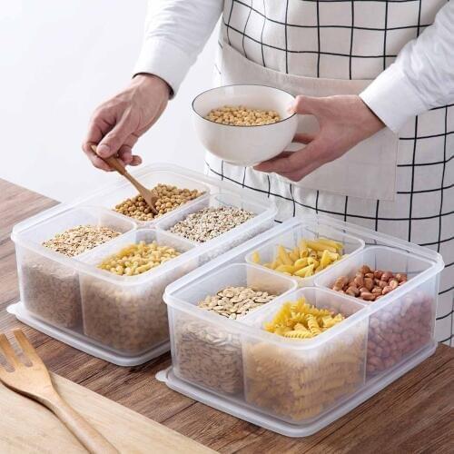 5Pcs/Set Boxes Food Storage Containers Box Plastic Rice Cereal Container Fridge Organizer Case For Keep Fruit Meat Fish Fresh