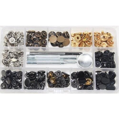 60 pieces 633# Metal Snap Buttons +6 Color 1.2CM Installation Tool Set Down Jacket Button High-grade Metal Pure Copper Button