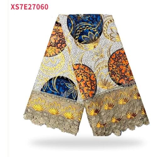 African Swiss wax cloth lace fabric edge printing Tissu Africain party dress fabric XS7E27060