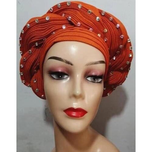 Auto gele headtie for women for wedding tuban women hair tie african headtie bonnet tuban hats new design high quality 1set
