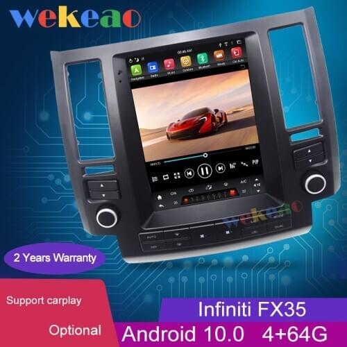 Wekeao Vertical Screen Tesla Style 10.4'' 1 Din Android 10.0 Car Radio For Infiniti FX FX35 FX45 Car Dvd Player GPS Navigation