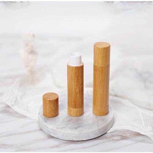 1Pcs 5ml Bamboo Lip Gloss Tubes Empty DIY Lip Balm Containers Lipstick Refillable Bottles Portable Travel MakeUp accessories