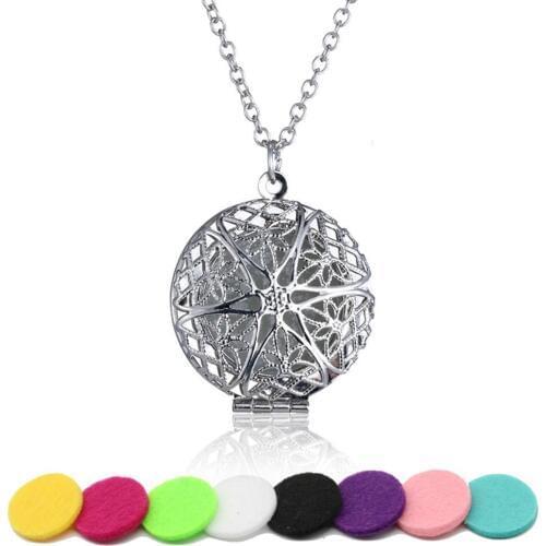 Bespmosp DIY + 5 Pads Essential Oil Diffuser Flower Necklace Living Doterra Aromatherapy Ball Fragrance 25mm 30mm