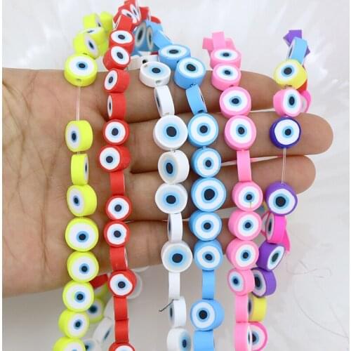 10 Strand Tukish eyes Polymer Clay Bead Mix Color Eyes Beaded Accessories necklace Colorful Bead DIY Jewelry Beaded 9986