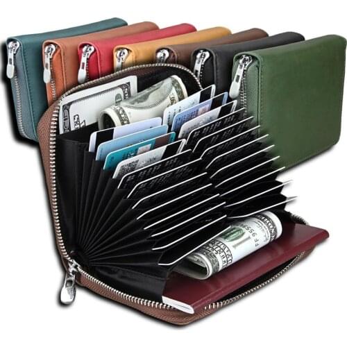 Cow Leather Business Card Holder Men Bank/ID/Credit Card Holder Wallet Women Card Bag Female Change Organizer Small Purse Zipper
