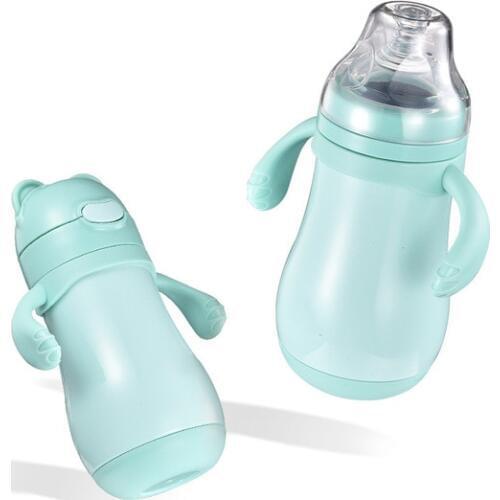 280ml Baby with 2 Cup lid Feeding Cup Stainless Steel Milk Thermos for Children Insulated hot water Bottle leak-poof thermal Cup