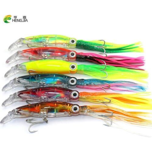 HENGJIA 1pcs 14cm 40g Sleeve-Fish Squid Skirts Trolling Artificial Bait Hardbody Fishing Lure Tackle Tuna Marlin Kingfish Leurre