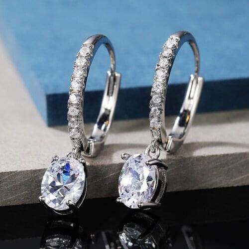Huitan Gorgeous Bridal Drop Earrings Brilliant Cubic Zirconia Crystal Elegant Accessories Dance Party Fashion Jewelry for Women
