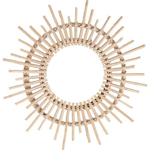 Rattan Innovative Art Decor Round Makeup Mirror Dressing Wall Hanging Mirrors
