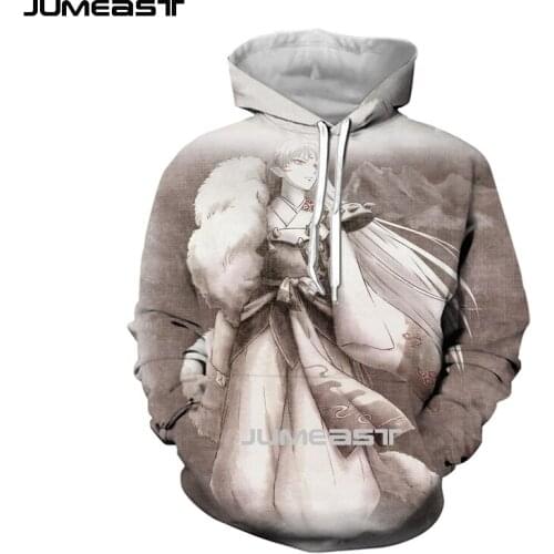 Jumeast Brand Men/Women 3D Printed Sweatshirt Anime Inuyasha Long Sleeve Cap Hoody Sport Pullover Hoodies