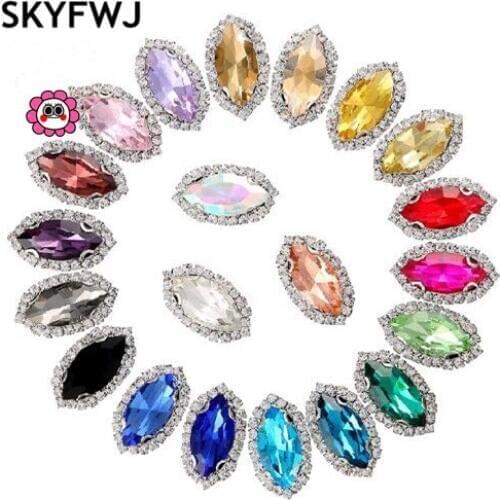 All Colors 7x15mm~13x27mm Top Navette shaped stones in handmade crystal rhinestones white k Claw setting Sew On Jewelry Crystals