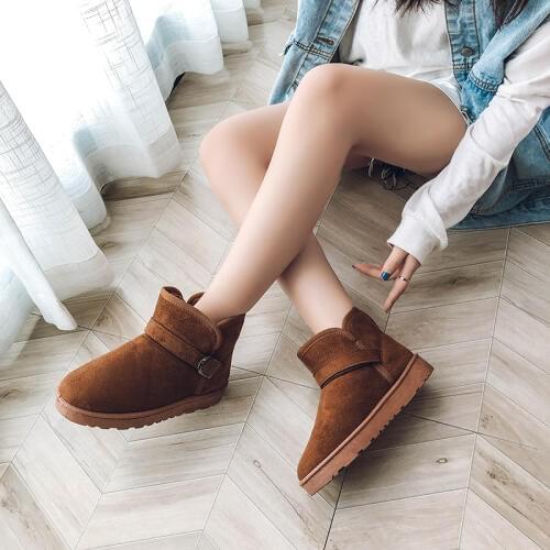 Classic Tumed-over Edge Boots Women Winter Snow Boots Ankle Suede Snow Boots for Women Short Basic Winter Shoes U11-60